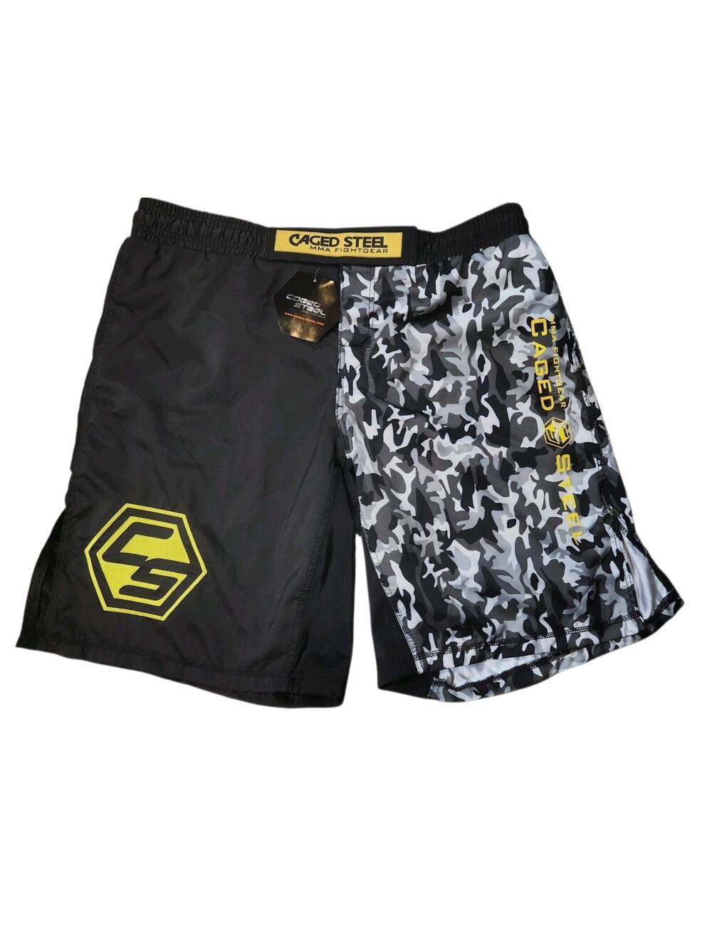 CAGED STEEL MMA Fight Gear Shorts Men's Large Black Camo Size 2XL/40" NWT